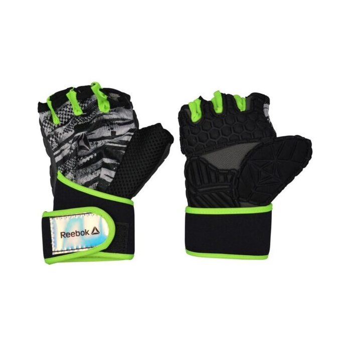 دستکش بدنسازی زنانه ریباک مدل GDS-0225 مشکی سبز