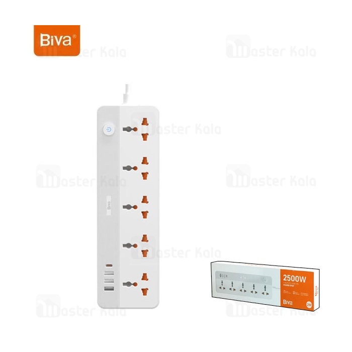 چند راهی برق و شارژر بیوا Biva PS-06 Power Strip دارای 4 پورت