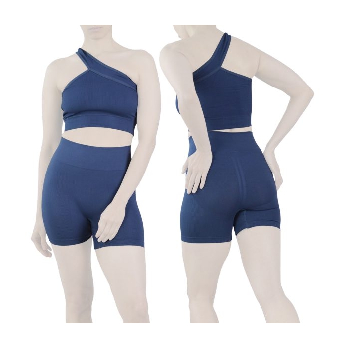 ست نیم تنه و کشاله بند ورزشی زنانه مدل ۲۰۶۱ آبی نفتی
