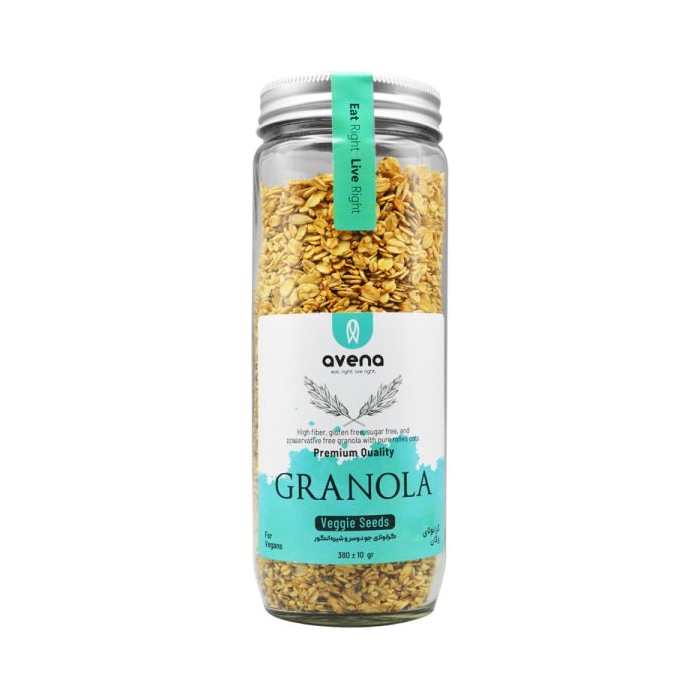 گرانولا شیشه ای وگان اونا طعم جو دوسر وشیره انگور ۳۸۰ گرمی بدون گلوتن
