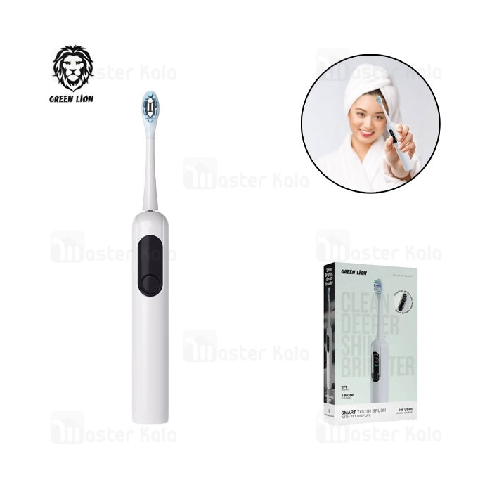 مسواک برقی گرین لاین Green Lion Smart Tooth Brush with TFT Display GNSTBRUTFTWH دارای سری اضافه