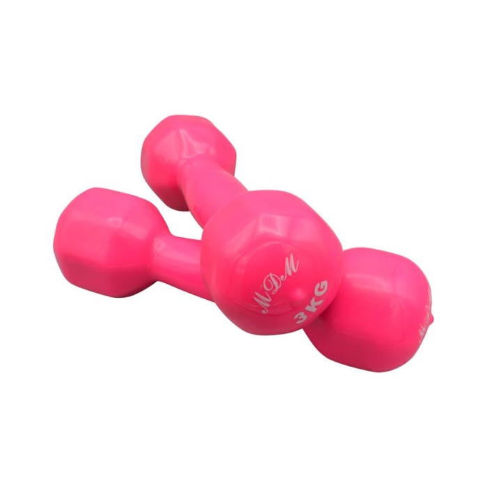 دمبل بدنسازی ام دی ام روکش دار وزن ۳ کیلو گرم بسته دو عددی