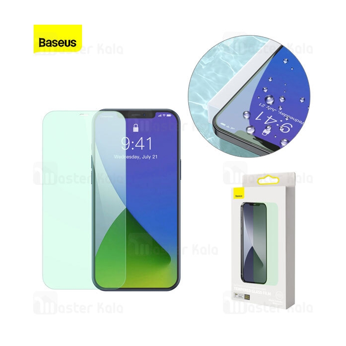 پک 2 تایی محافظ صفحه شیشه ای ضد اشعه بیسوس Baseus SGAPIPH54N-LP02 Apple iPhone 12 Mini Green Glass