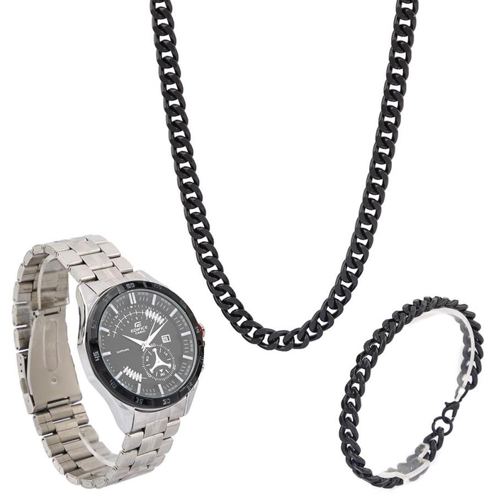 ست ساعت و نیم ست مردانه Casio_Steel مدل 3696