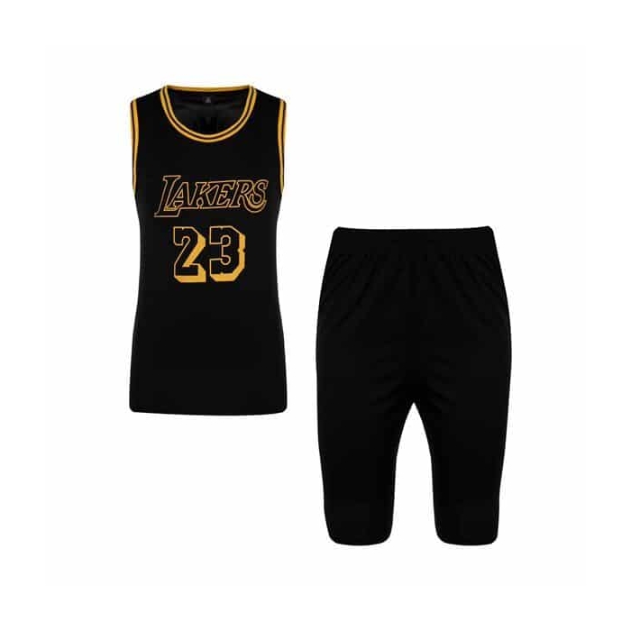 ‫ست ورزشی مردانه ‫رکابی و شلوارک بسکتبالی لیکرز مدل GNV-NO23 مشکی