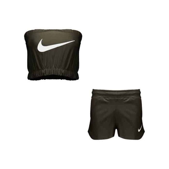 ست نیم تنه و شلوارک ورزشی زنانه نایک مدل  mub-1215 یشمی