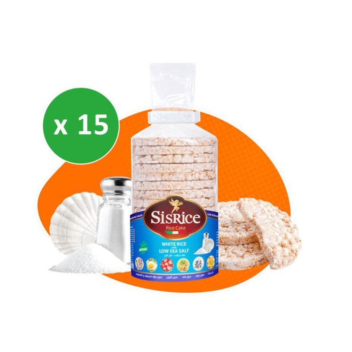 پکیج سیس رایس کیک رژیمی طعم نمک دریایی کارتن ۱۵ بسته ای