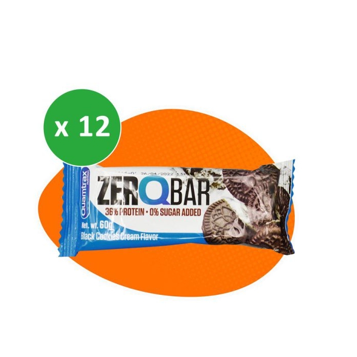 پکیج شکلات پروتئین بار کوامترکس مدل ZERO BAR کوکی‌کرم دار ۶۰ گرمی بسته ۱۲ عددی