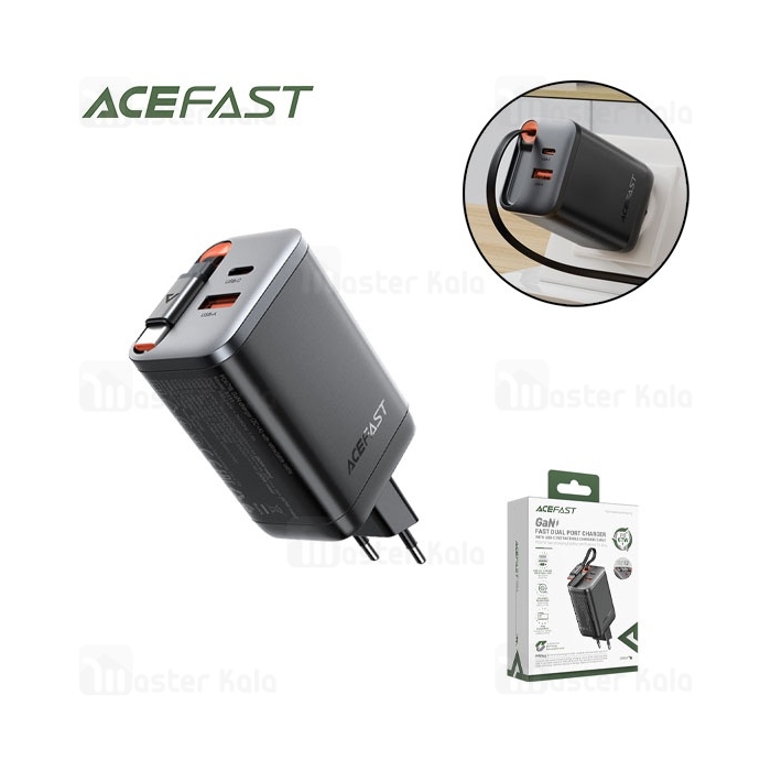 شارژر دیواری ایس فست ACEFAST A111 PD67W Fast Charger توان 67 وات همراه با کابل جمع شونده