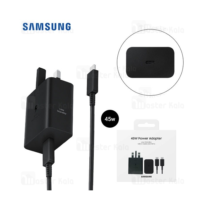 شارژر اصلی سوپر فست شارژ سامسونگ Samsung EP-T4511 Super Fast Charger 2.0 توان 45 وات با کابل