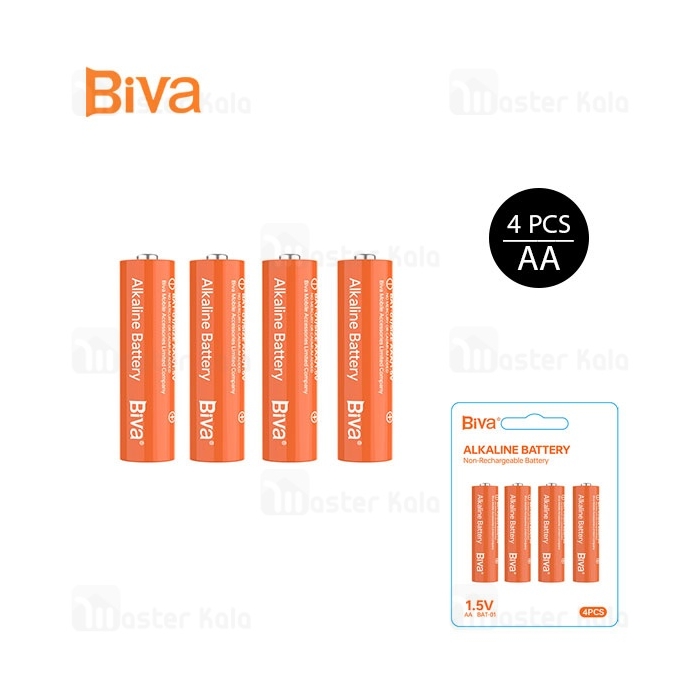 پک 4 تایی باتری قلمی بیوا Biva BAT-01 Alkaline Battery