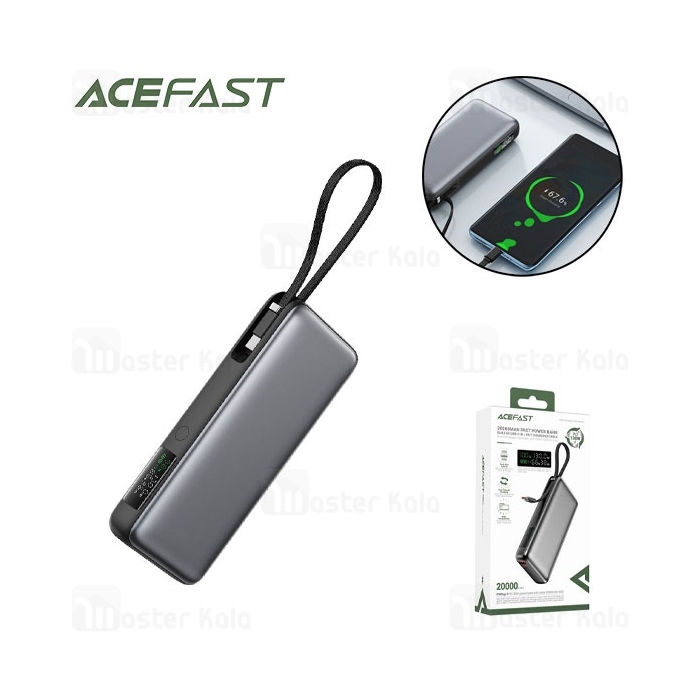 پاوربانک 20000 ایس فست ACEFAST M22 PD130W GaN Fast Charger توان 130 وات همراه با کابل متصل