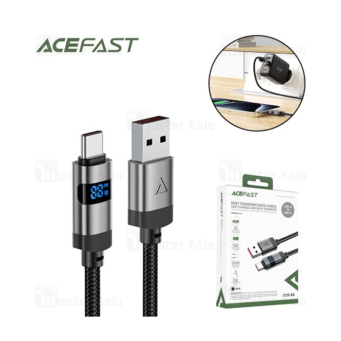 کابل Type-C ایس فست ACEFAST C15-04 طول 1.2 متر توان 66 وات