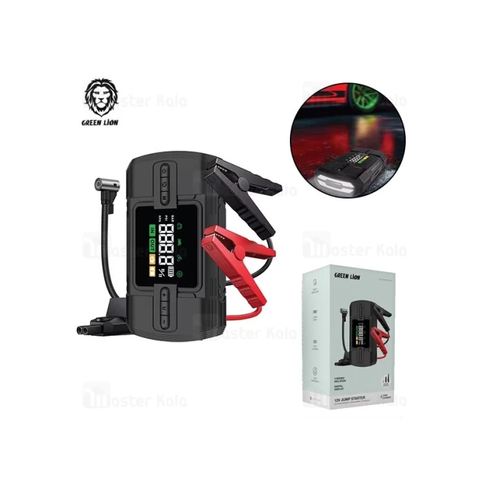پاوربانک 12000 و کمپرسور باد و جامپ استارتر خودرو گرین لاین Green Lion 12V Jump Starter GN12VJUSTBK