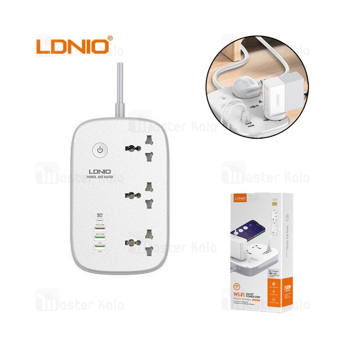 چند راهی برق و شارژر هوشمند الدینیو LDNIO SCW3451 دارای 4 پورت