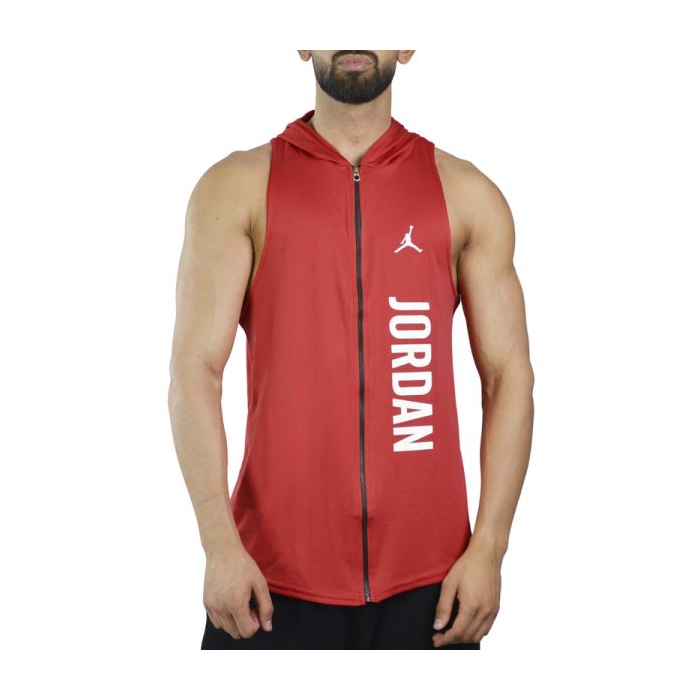 رکابی کلاهدار ورزشی مردانه جردن مدل PY-JDI-3G1112 زیپ دار قرمز