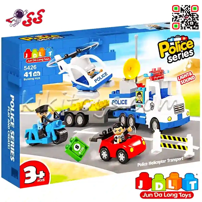 لگو دوپلو کامیون و هلیکوپتر پلیس قطعه درشت کودک JDLT 5426