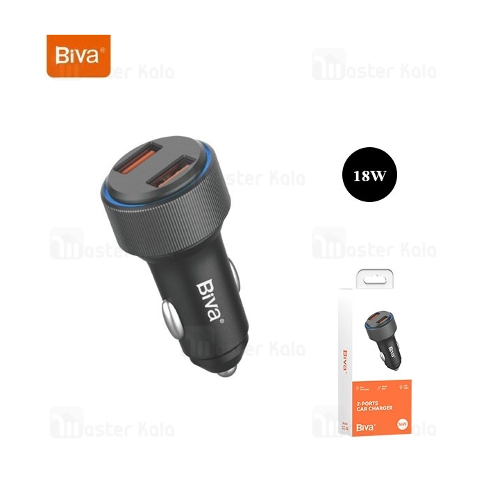 شارژر فندکی بیوا Biva CC-24 2-Ports Car Charger توان 18 وات