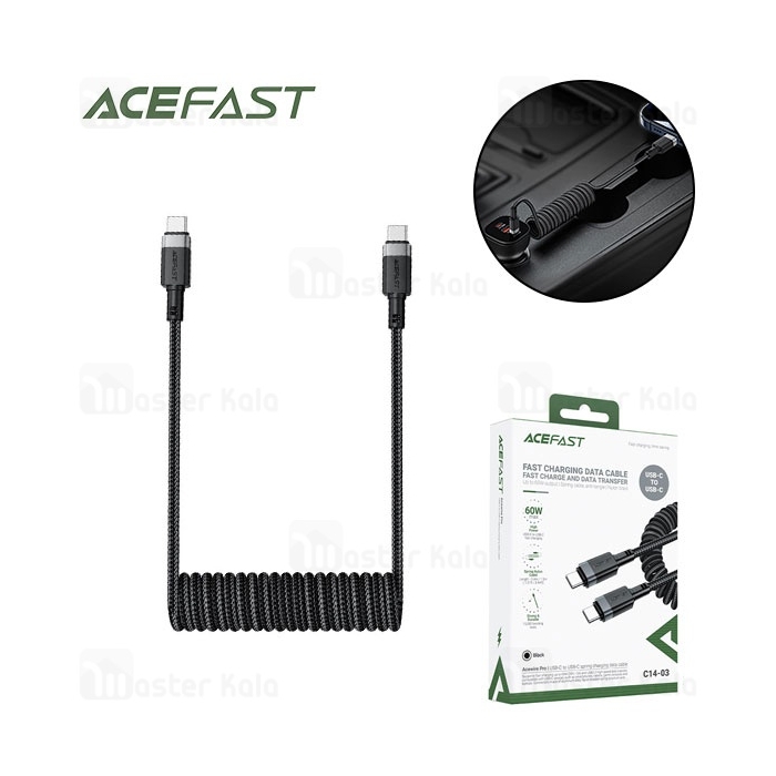 کابل Type-C به Type-C فنری ایس فست ACEFAST C14-03 طول 1.2 متر توان 60 وات