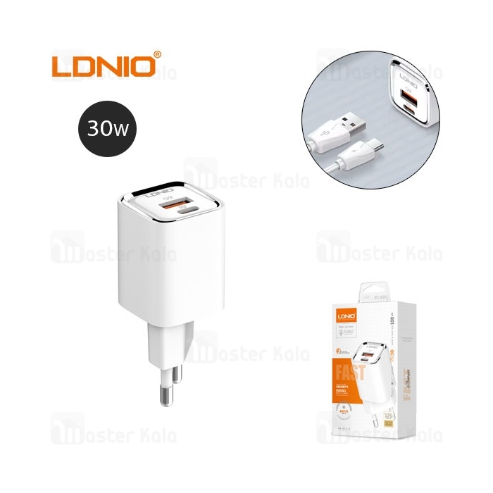شارژر دیواری الدینیو Ldnio A2317C توان 30 وات همراه با کابل