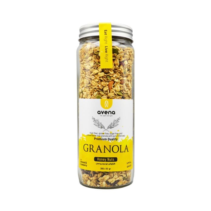 گرانولا شیشه ای اونا طعم بادام و کرن بری ۳۸۰ گرمی بدون گلوتن