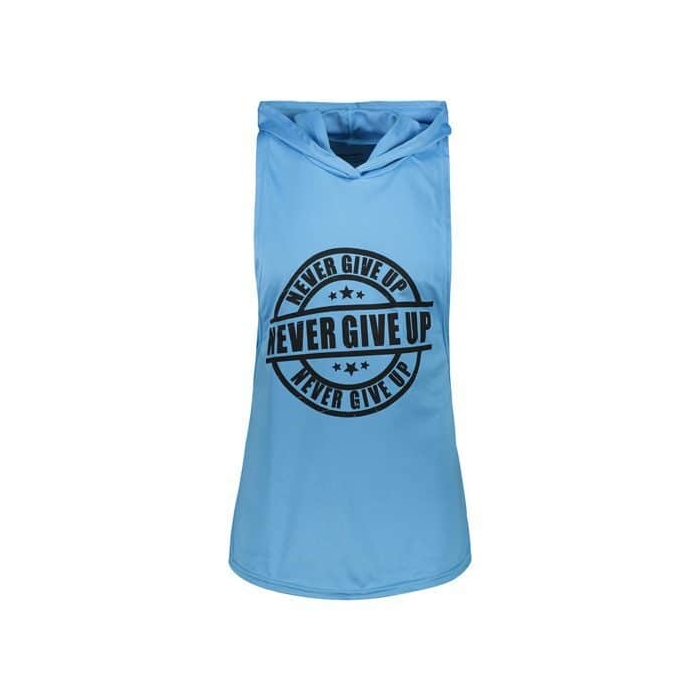 رکابی کلاه دار بدنسازی مردانه NEVER GIVE UP آبی