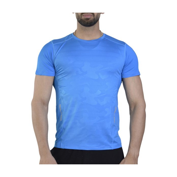 تیشرت ورزشی مردانه رانینگ مدل LS-R253 چریکی آبی