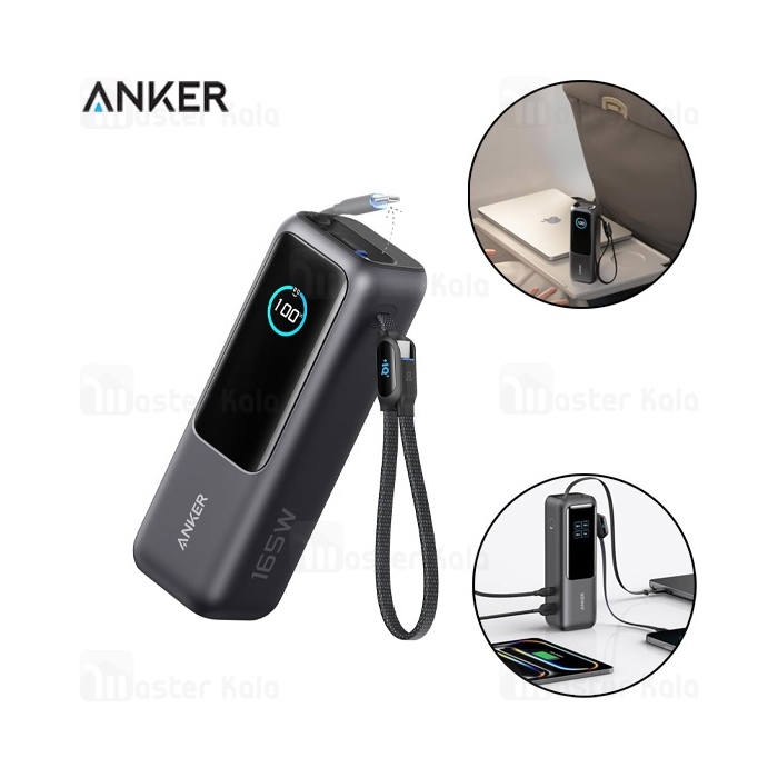 پاوربانک 25000 انکر Anker A1695 Zolo Power Bank توان 165 وات همراه با کابل متصل