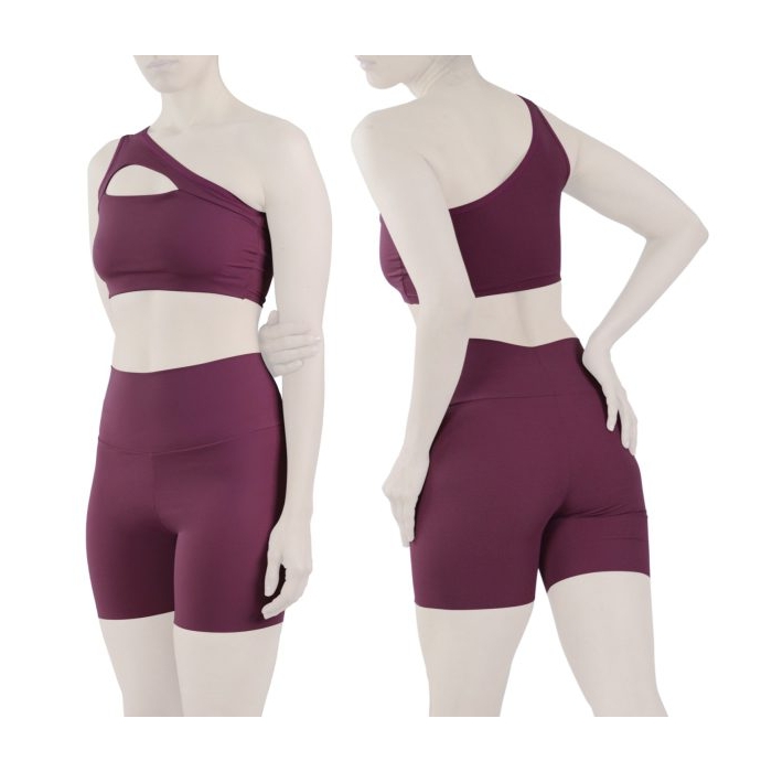 ست نیم تنه و کشاله بند ورزشی زنانه لولولمون مدل ۷۱۰۲ بادمجانی