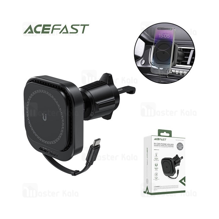 هولدر و شارژر وایرلس دریچه کولری مگ سیف ایس فست ACEFAST D32 توان 15 وات با کابل جمع شونده