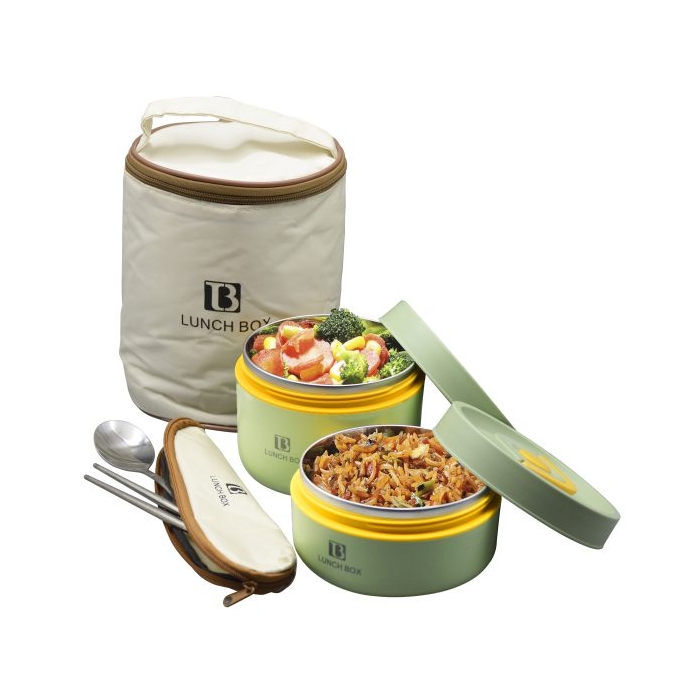 ظرف غذا لانچ باکس مدل ۲Box-Food Jar ظرفیت ۱ لیتر به همراه کیف