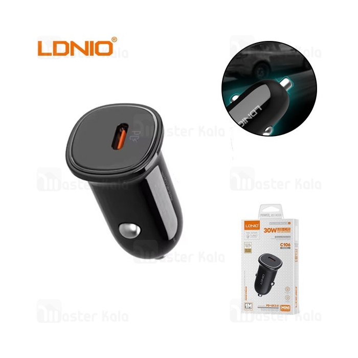 شارژر فندکی الدینیو Ldnio C106 توان 30 وات همراه با کابل