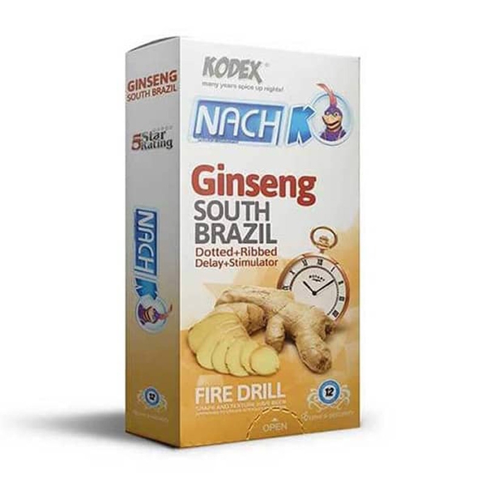 کاندوم جنسینگ تاخیری و خاردار کدکس مدل Ginseng بسته 12عددی 6994