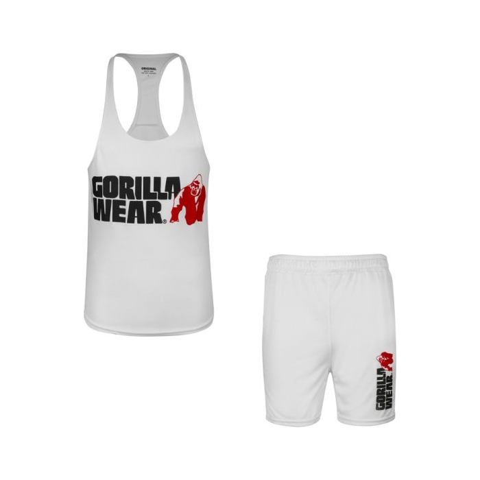 ست رکابی و شلوارک ورزشی مردانه گوریلا مدل PY-1J540 سفید
