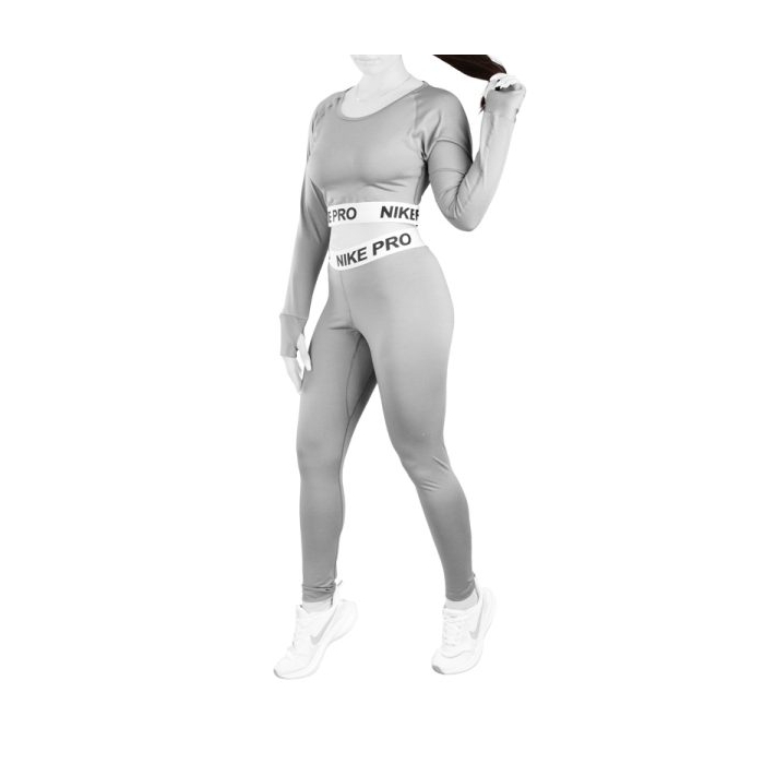 ست نیم تنه کراپ و لگ ورزشی زنانه نایک مدل SRN-1K625 طوسی