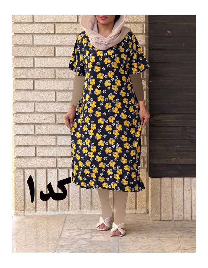  پیراهن کوتاه گلدار نخی 7056