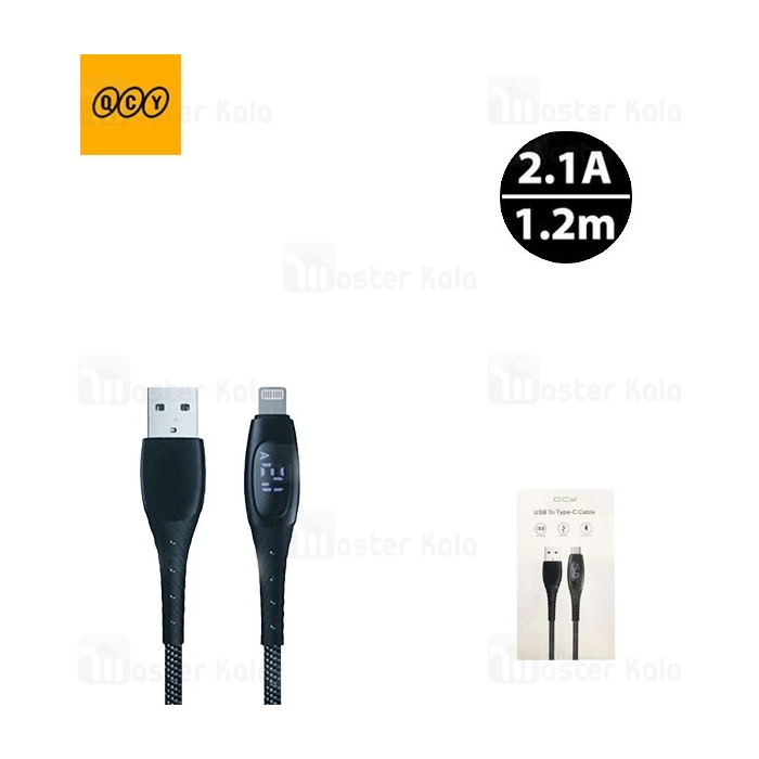 کابل لایتنینگ کیو سی وای Xiaomi QCY LED Digital Display Data Line توان 2.1 آمپر طول 1.2 متر