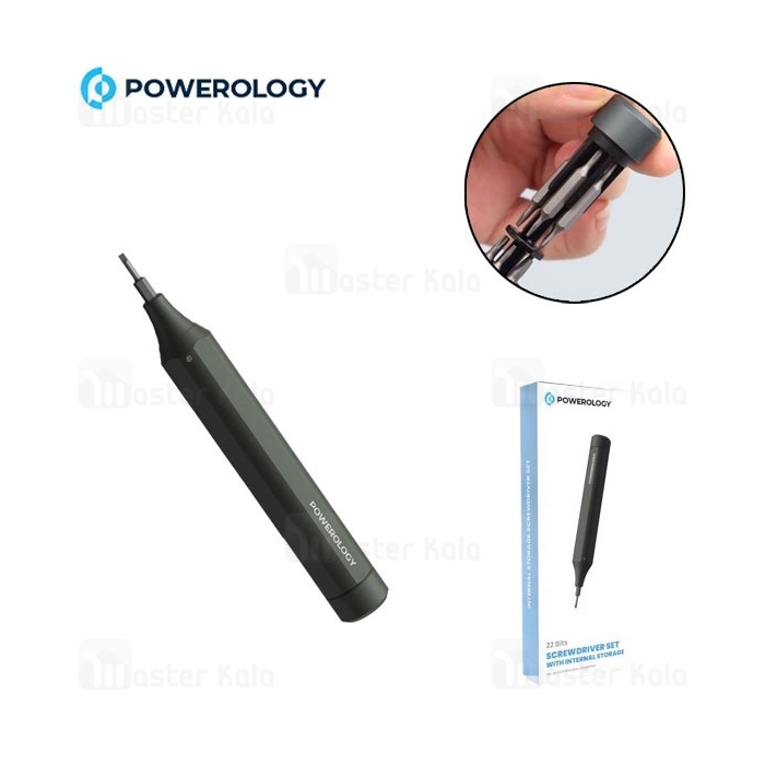 پیچ گوشتی پاورولوژی Powerology 22 Bits Screwdriver Set With Internal Storage P23N1PSBK دارای 22 سری