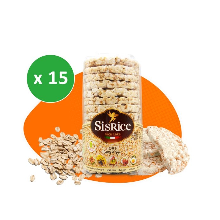 پکیج سیس رایس کیک رژیمی طعم جو دوسر کارتن ۱۵ بسته ای
