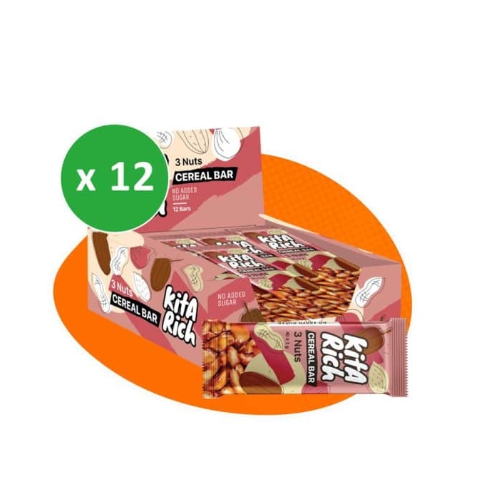 پکیج نات بار سه مغز کیتاریچ با روکش شکلات تلخ ۴۰ گرمی بسته ۱۲ عددی