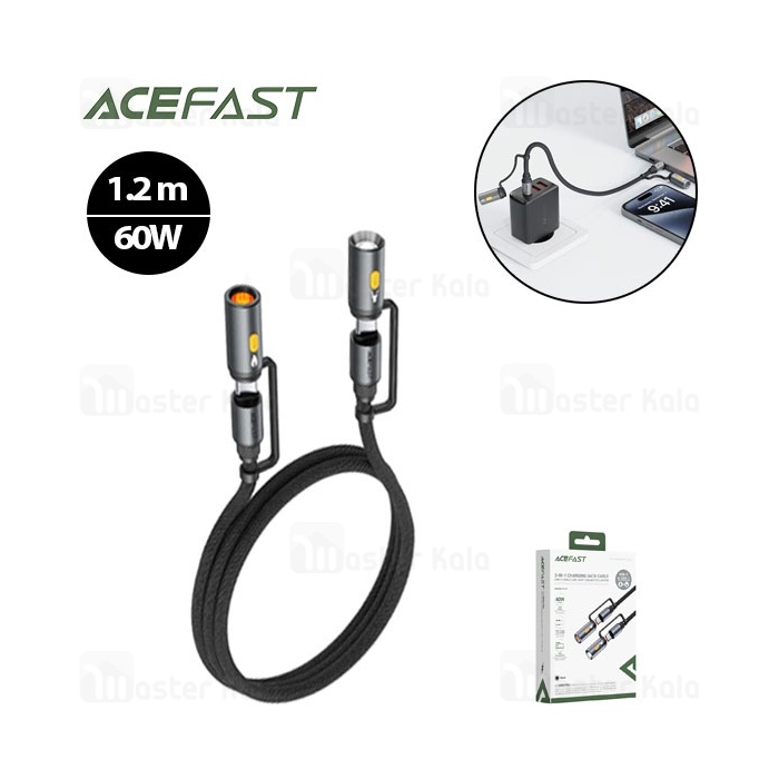 کابل Type-C به Type-C چندکاره ایس فست ACEFAST J4 Acewire Pro طول 1.2 متر توان 60 وات