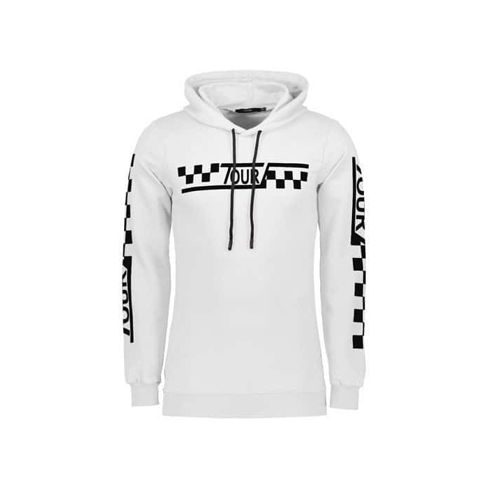 هودی کلاه دار مردانه TOUR طرح دار سفید