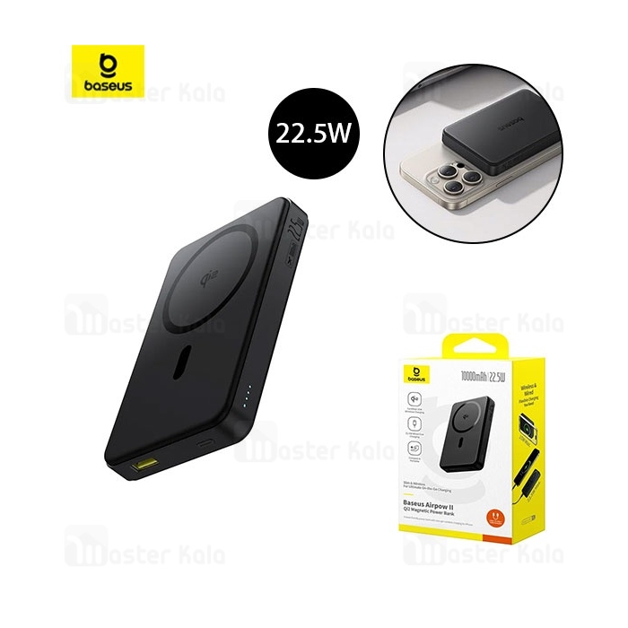پاوربانک وایرلس 10000 مگنتی بیسوس Baseus Airpow 2 Qi2 Magnetic P10080000123-00 توان 22.5 وات