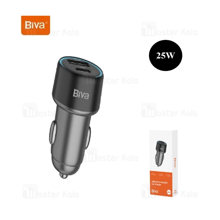 شارژر فندکی بیوا Biva CC-38 USB QC3.0 PD25W Car Charger توان 25 وات