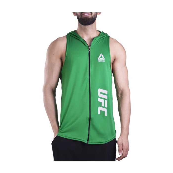 رکابی کلاهدار ورزشی مردانه ریباک مدل PY UFC-2A0601 زیپ دار سبز