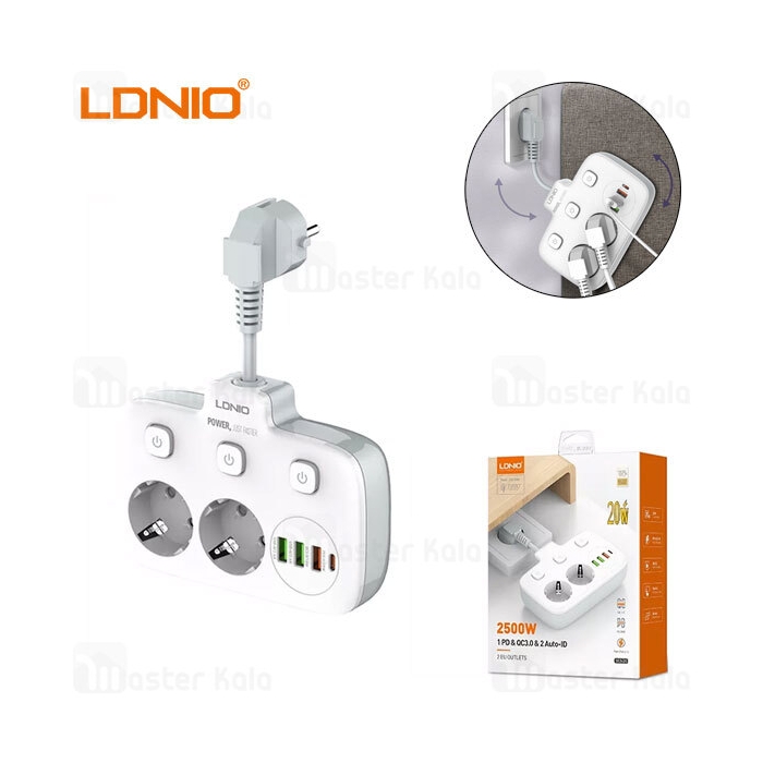 چند راهی برق و شارژر الدینیو LDNIO SE2435 دارای 4 پورت