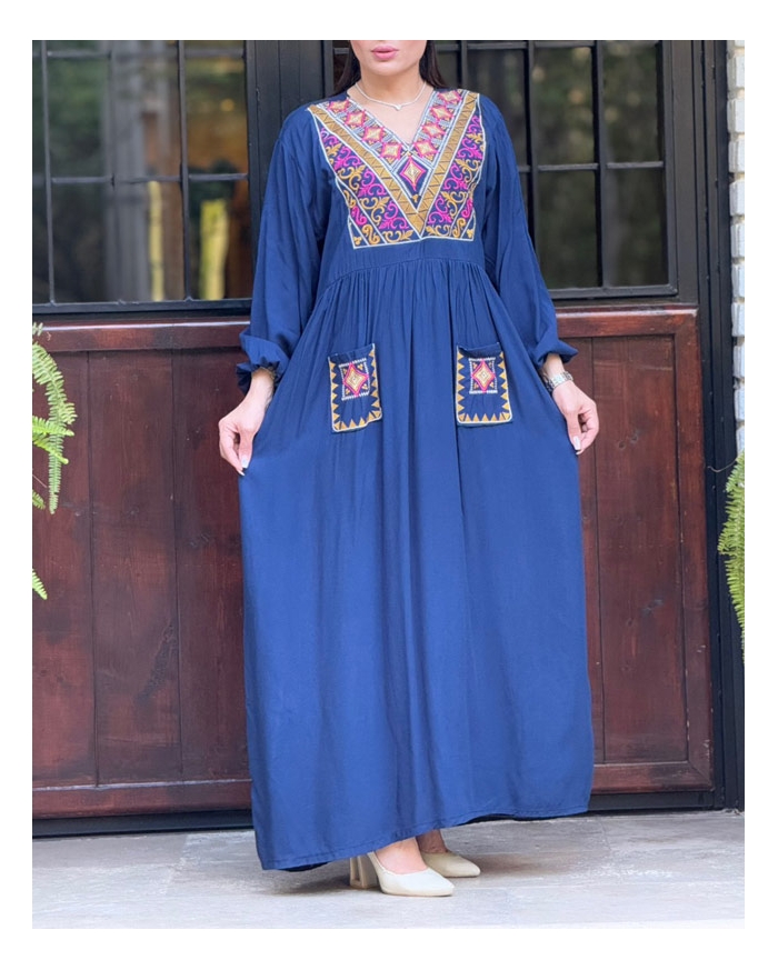  ماکسی نخی گلدوزی دوجیب 4122