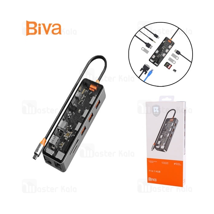 هاب 11 پورت تایپ سی بیوا Biva HUB-04 Type-C 11 in 1 Docking Station