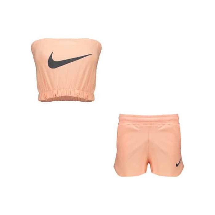 ست نیم تنه و شلوارک ورزشی زنانه نایک مدل  mub-1215 گلبهی