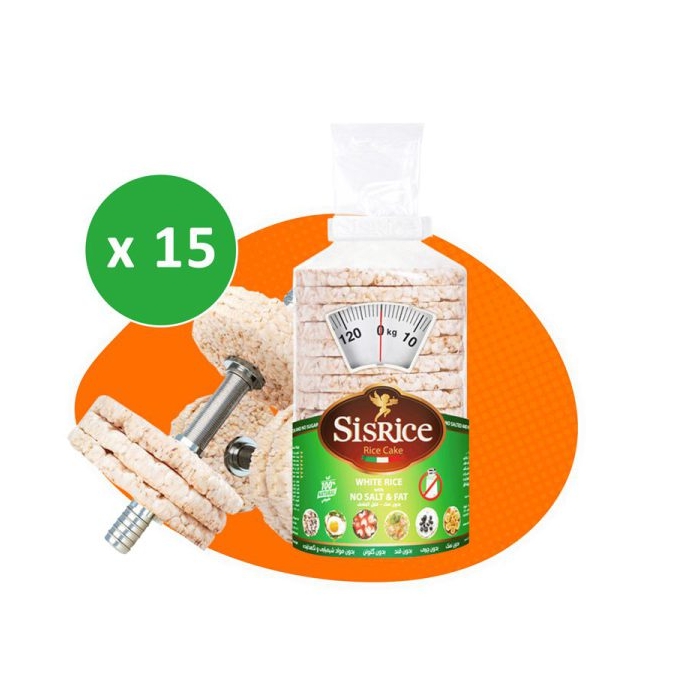 پکیج سیس رایس کیک رژیمی طعم بدون نمک کارتن ۱۵ بسته ای